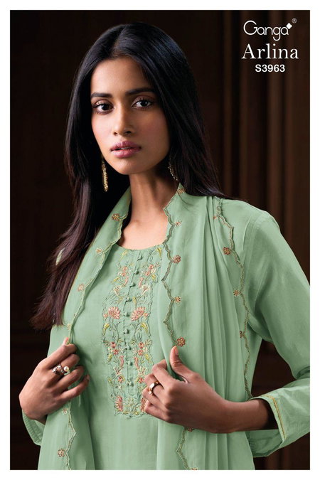 Arlina 3963 By Ganga Bemberg Habutai Wholesale Dress Material Suppliers In Mumbai
